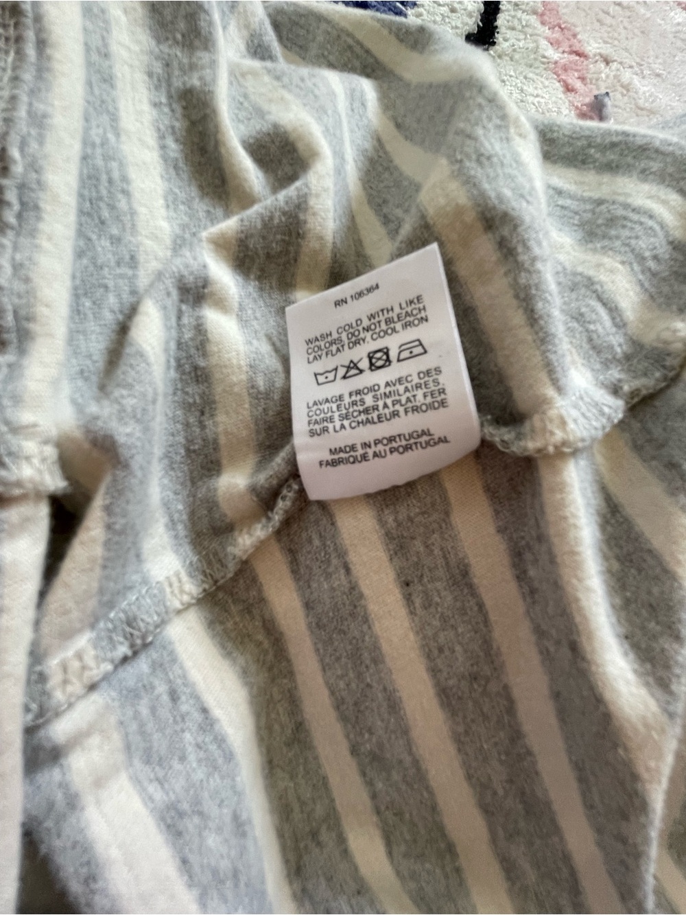Kule Breton striped turtleneck light grey and white 100% cotton Large L - Picture 6 of 6